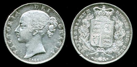 Великобритания 1844 г. Sp# 3882 • 1 крона • королева Виктория • серебро • регулярный выпуск • XF- ( кат. - $2000 )
