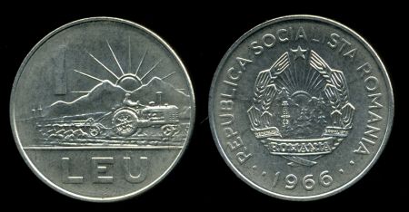 РУМЫНИЯ 1966г. KM# 95 / 1 ЛЕЙ / MS BU