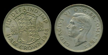 Великобритания 1948 г. • KM# 866 • полкроны • Георг VI • регулярный выпуск • MS ( кат. - $15 )
