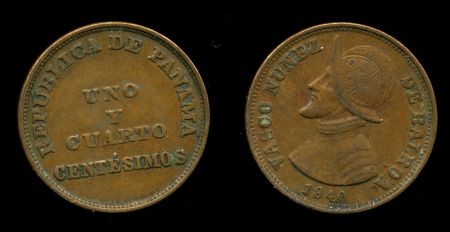Панама 1940 г. • KM# 15 • 1¼ сентесимо • Васко де Бальбоа • регулярный выпуск • AU