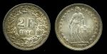 Швейцария 1946 г. B (Берн) • KM# 21 • 2 франка • серебро • регулярный выпуск • MS BU