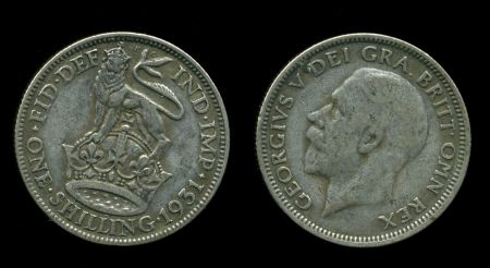 Великобритания 1931 г. • KM# 833 • 1 шиллинг • Георг VI • британский лев • регулярный выпуск • XF- ( кат. - $15 )