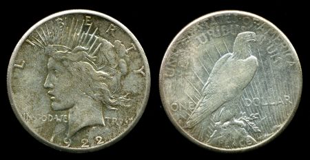 США 1922 г. S • KM# 150 • 1 доллар • "мир" • орел • регулярный выпуск • XF