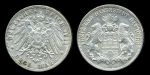 Гамбург 1911 г. J • KM# 620 • 3 марки • герб • серебро • регулярный выпуск • AU