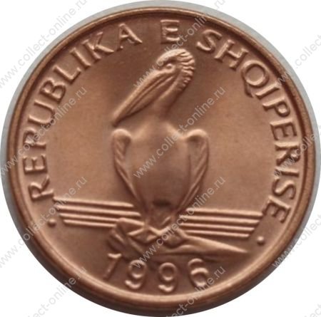 Албания 1996 г. • KM# 75 • 1 лек • пеликан • регулярный выпуск • MS BU