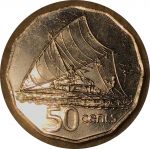 Фиджи 1996 г. • KM# 54a • 50 центов • Елизавета II • лодка с парусом • регулярный выпуск • BU