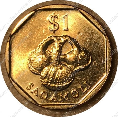 Фиджи 1997 г. • KM# 73 • 1 доллар • Елизавета II • сакамоли(погремушка) • регулярный выпуск • MS BU