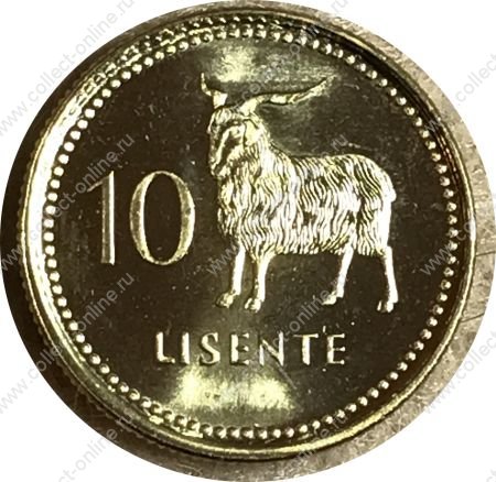 Лесото 1998 г. • KM# 63 • 10 лисенте • герб • козёл • регулярный выпуск • MS BU