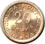 Мозамбик 1974 г. • KM# 418.2 • 20 сентаво • герб Португалии • регулярный выпуск • MS BU люкс! ( кат.- $9,00 )