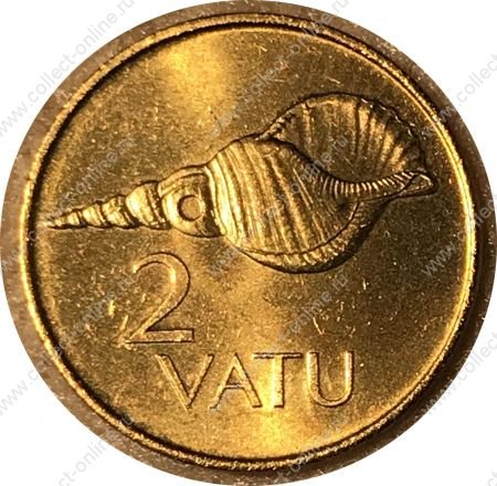 Вануату 1999 г. • KM# 4 • 2 вату • герб королевства • раковина • регулярный выпуск • MS BU