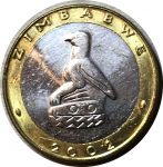 Зимбабве 2002 г. • KM# 13 • 5 долларов • биметалл • носорог • регулярный выпуск • MS BU- ( кат.- $ 6,00 )