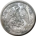 Мексика 1908 г. Mo GV (Мехико) • KM# 409.2 • 1 песо • орел • серебро • регулярный выпуск • BU-