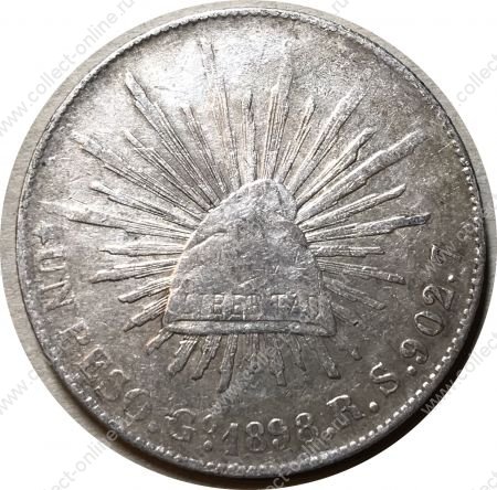 Мексика 1898 г. Go RS (Гуанахуато) • KM# 409.1 • 1 песо • орел • серебро • регулярный выпуск • XF-AU