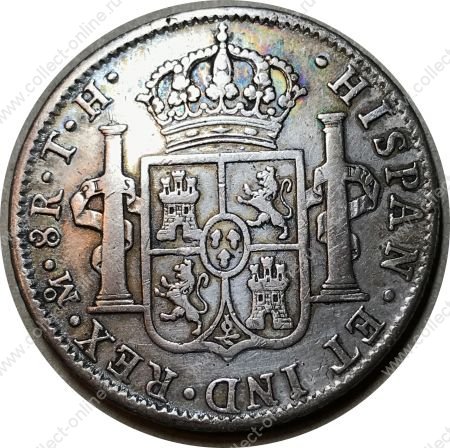 Мексика 1804 г. Mo TH • KM# 109 • 8 реалов • Карл III • серебро • регулярный выпуск • XF*