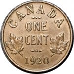 Канада 1920 г. • KM# 28 • 1 цент • Георг V • регулярный выпуск • AU