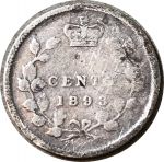 Канада 1893 г. • KM# 2 • 5 центов • Виктория • серебро • регулярный выпуск • VG