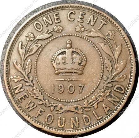 Ньюфаундленд 1907 г. • KM# 9 • 1 цент • Эдуард VII • регулярный выпуск • VF