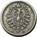 Германия 1889 г. A (Берлин) • KM# 3 • 5 пфеннигов • регулярный выпуск • XF-