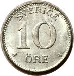 Швеция 1938 г. • KM# 780 • 10 эре • Корона • серебро • регулярный выпуск • MS BU