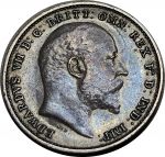 Великобритания 1902 г. • KM# 797.1 • 3 пенса • Эдуард VII • серебро • регулярный выпуск • AU+