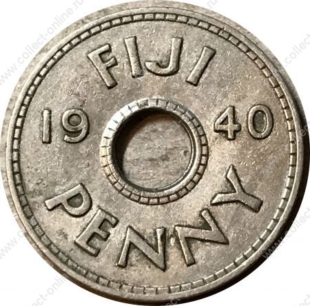 Фиджи 1940 г. • KM# 7 • 1 пенни • Георг VI • регулярный выпуск • AU