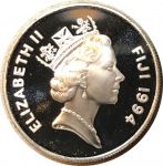 Фиджи 1994 г. KM# 69 • 5 долларов • Елизавета II • дом Королевы-матери • серебро • регулярный выпуск • MS BU пруф