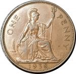 Великобритания 1938 г. • KM# 845 • 1 пенни • Георг VI • регулярный выпуск • AU+ ( кат. - $10 )