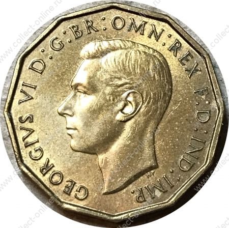 Великобритания 1937 г. • KM# 849 • 3 пенса • первый год чеканки типа • Георг VI • армерия • регулярный выпуск • BU ( кат. - $10 )