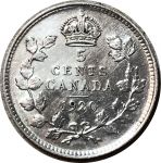 Канада 1920 г. • KM# 22a • 5 центов • Георг V • серебро • регулярный выпуск • BU-