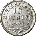 Ньюфаундленд 1947 г. C • KM# 20a • 10 центов • Георг VI • серебро • регулярный выпуск • XF-AU