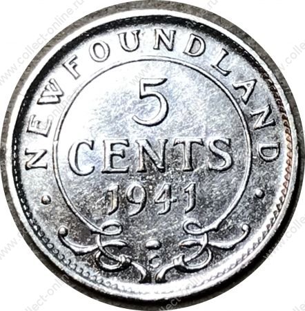 Ньюфаундленд 1941 г. C • KM# 19 • 5 центов • Георг V • серебро • регулярный выпуск • BU