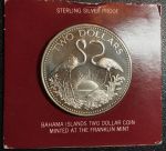 Багамы 1976 г. • KM# 66a • 2 доллара • фламинго • герб островов • серебро 925 - 29.8 гр. • регулярный выпуск • MS BU пруф