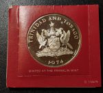 Тринидад и Тобаго 1974 г. KM# 16 • 10 долларов • государственный герб • карта острова • серебро 925 - 35 гр. • регулярный выпуск • MS BU пруф!!
