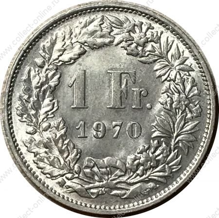 Швейцария 1970 г. • KM# 24a.1 • 1 франк • регулярный выпуск • MS BU