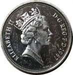 Великобритания 1987 г. • KM# 938 • 10 пенсов • Елизавета II • регулярный выпуск • BU- пруф