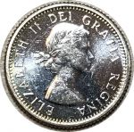 Канада 1963 г. • KM# 51 • 10 центов • Елизавета II • парусник • серебро • регулярный выпуск • MS BU пруфлайк