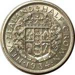 Новая Зеландия 1934 г. • KM# 5 • полкроны • Георг V • герб доминиона • серебро • регулярный выпуск • BU- ( кат. - $100 )