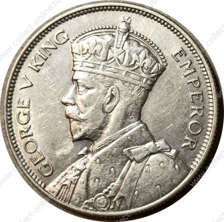 Новая Зеландия 1935 г. • KM# 5 • полкроны • Георг V • герб доминиона • серебро • регулярный выпуск • AU+ ( кат. - $125 )