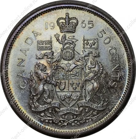 Канада 1965 г. • KM# 56 • 50 центов • Елизавета II • серебро • регулярный выпуск • MS BU-