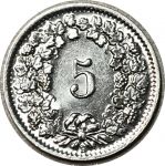 Швейцария 1938 г. B (Берн) • KM# 26b • 5 раппенов • регулярный выпуск • BU- ( кат.- $10 )