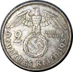 Германия • 3-й рейх 1937 г. A (Берлин) • KM# 93 • 2 рейхсмарки • (серебро) • президент Гинденбург • регулярный выпуск • AU+