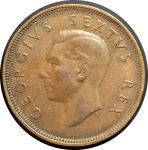Южная Африка 1951 г. • KM# 34.2 • 1 пенни • Георг VI • парусник • регулярный выпуск • XF