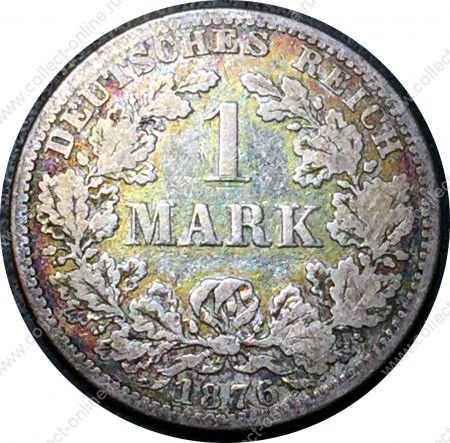 Германия 1876 г. A (Берлин) • KM# 7 • 1 марка • (серебро) • Имперский орел • регулярный выпуск • VF-