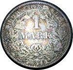 Германия 1875 г. A (Берлин) • KM# 7 • 1 марка • (серебро) • Имперский орел • регулярный выпуск • VF