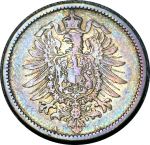Германия 1875 г. A (Берлин) • KM# 7 • 1 марка • (серебро) • Имперский орел • регулярный выпуск • VF