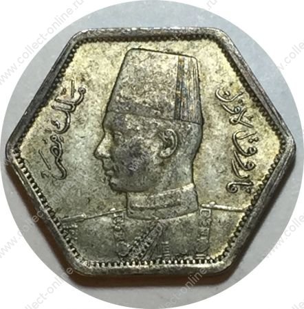Египет 1944 г. • KM# 369 • 2 пиастра • Король Фарук I • серебро • регулярный выпуск • UNC-