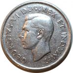 Канада 1944 г. • KM# 36 • 50 центов • Георг VI • серебро • регулярный выпуск • XF+