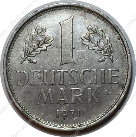 Германия • ФРГ 1971 г. J (Гамбург) • KM# 110 • 1 марка • регулярный выпуск • UNC- ( кат.- $10 )