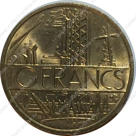 Франция 1980 г. • KM# 940 • 10 франков • карта страны • регулярный выпуск • MS BU