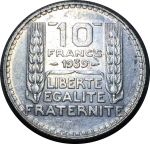 Франция 1939 г. • KM# 878 • 10 франков • серебро • лауреат • регулярный выпуск • AU
